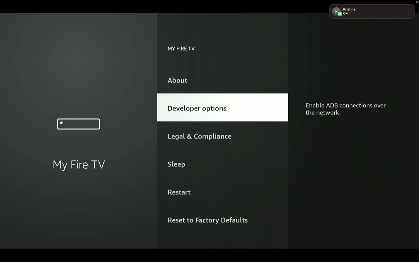 Go back and open Developer Options