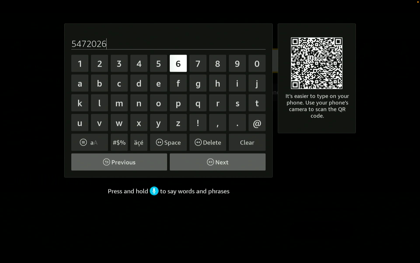 Use the short code if needed