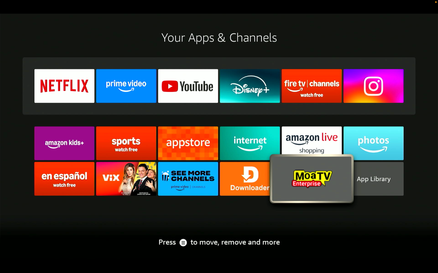 Open the MoaTV app menu