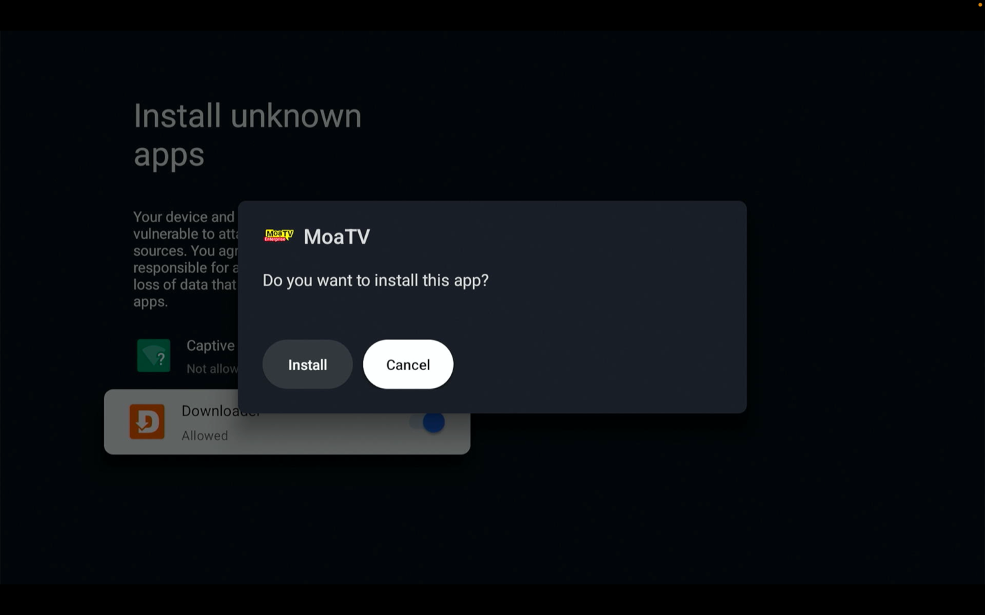 Enable Downloader, then install